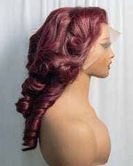 Belinda | SDD Transparent Lace Spiral Curl #99J Burgundy 13x4 Frontal Glueless Wig