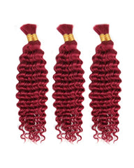 THICK BUNDLES Human Hair Deep Wave #99J Boho Braids Weftless Bundle Human Braiding Hair