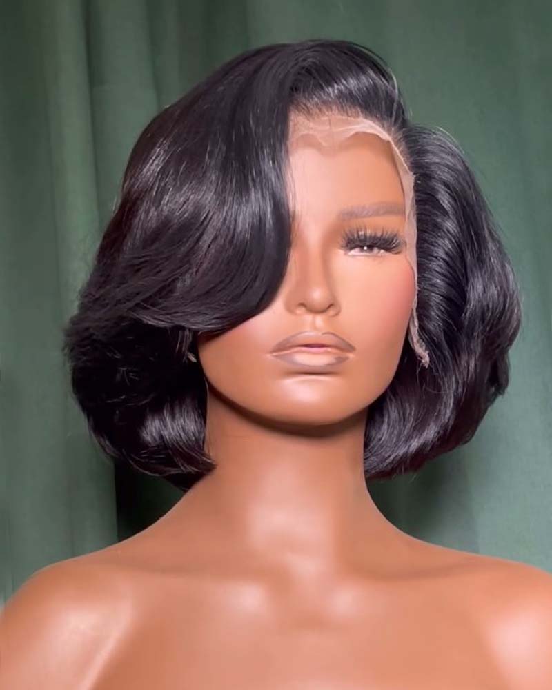 Nina | Perruque en cheveux humains pré-épilés sans colle, dentelle HD épaisse