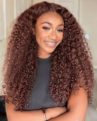 Caresha | Rich Brown Deep Curly 100% Human Hair HD Lace Glueless Wig