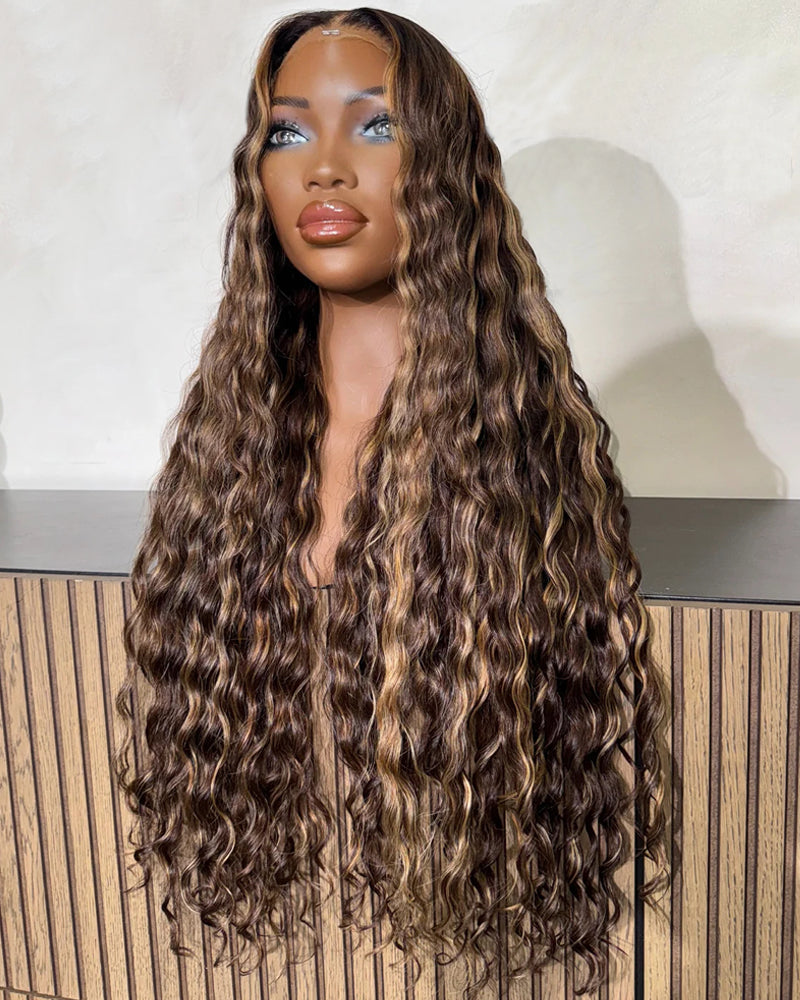Brittany | Honey Brown Highlight Loose Deep Wave Glueless Wig