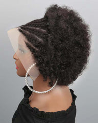 Lyla | Human Hair 13x4 Lace Frontal Short Afro Pre Braided Wig