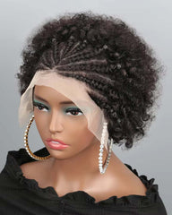 Lyla | Human Hair 13x4 Lace Frontal Short Afro Pre Braided Wig