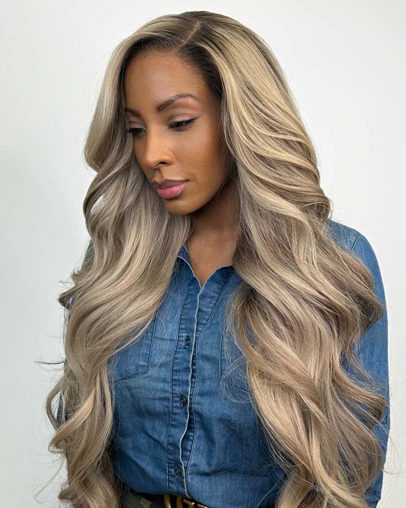 Luna | RAW Hair Dark Roots Ash Blonde HD Lace Glueless Wig