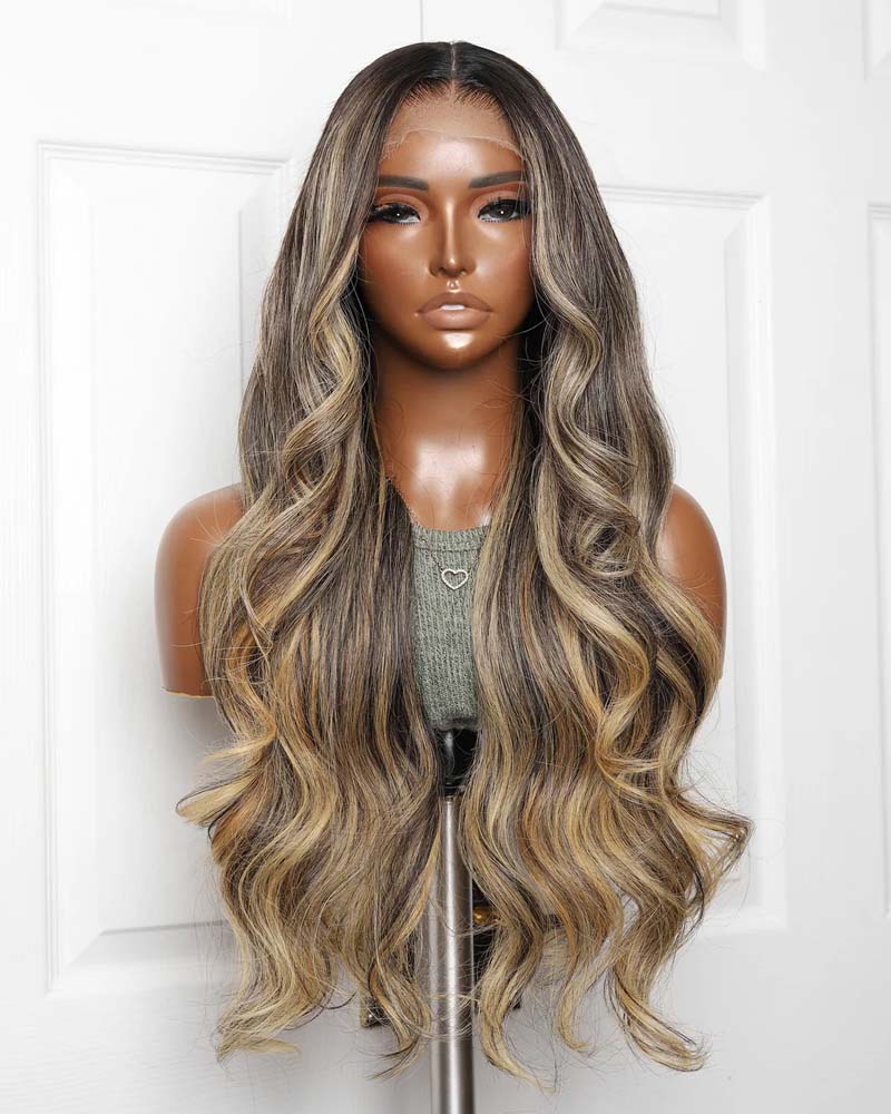 Skai | Ash Blonde Honey Highlight Human Hair HD Lace Glueless Wig