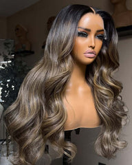 Thea | Ash Brown Highlight 100% Human Hair HD Lace Glueless Wig