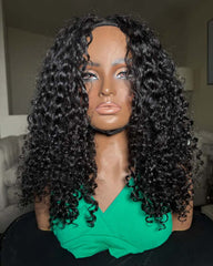 Karina | Perruque demi-perruque bouclée de luxe en cheveux bruts