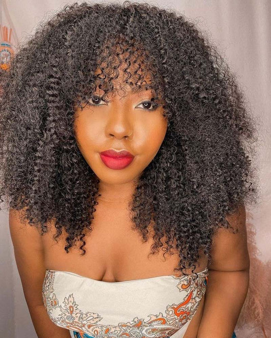 Nala | Franja Afro Kinky Curly Hair (sem renda) Peruca totalmente feita à máquina