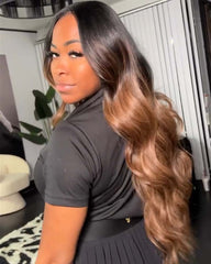 Londres | Perruque en cheveux humains ondulés ombrés HD Lace sans colle