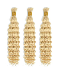 Mèches épaisses de cheveux humains Deep Wave #613 blonds, tresses bohèmes sans trame