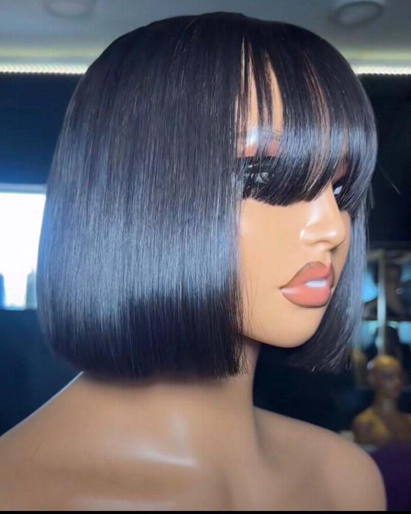 Tiara | Peruca Bob com franjas sem cola SDD Super Double Drawn HD 5x5