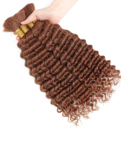 Tresses bohèmes brunes ondulées profondes, cheveux humains tressés sans trame