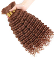 THICK BUNDLES Human Hair Deep Wave Brown Boho Braids Weftless Bundle Human Braiding Hair
