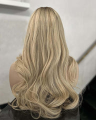 Lucy | Luxury Raw Vanilla Blonde with Brown Roots HD Lace Glueless Wig