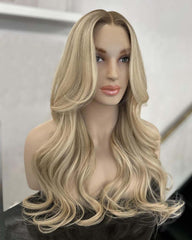Lucy | Luxury Raw Vanilla Blonde with Brown Roots HD Lace Glueless Wig