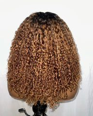 Kysha | Chocolate Brown Kinky Curly Hybrid Hairline Realistic Natural Wig