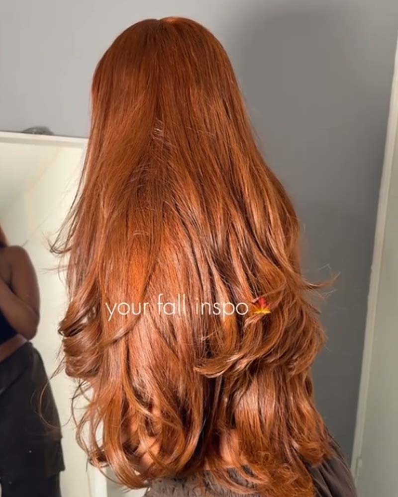Kesha | Peruca de renda HD sem cola com camadas de cobre escuro
