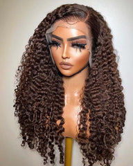 Missy | Human Hair Chestnut Brown Deep Wave 13x4 Lace Frontal Glueless Wig