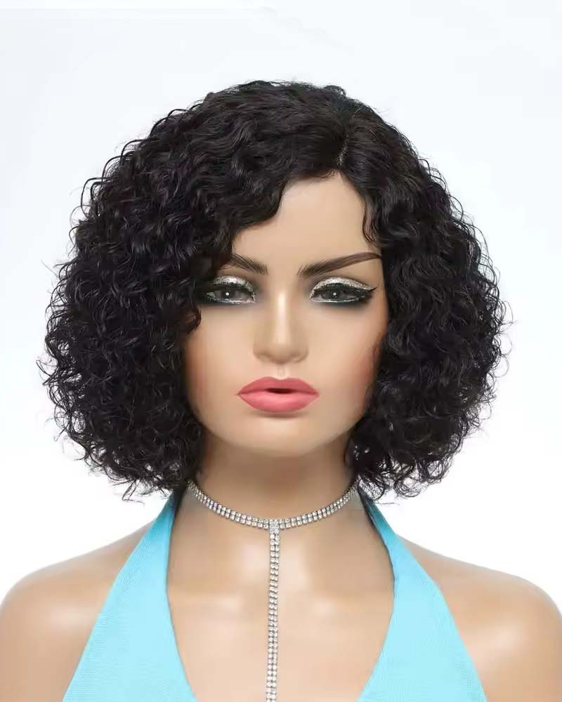 Harriet | Perruque de cheveux humains bouclés en forme de C avec raie sur le côté