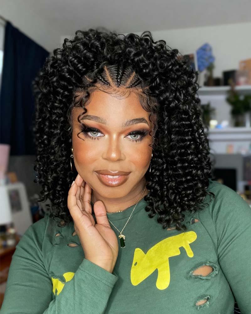 Delilah | Human Hair 13x4 Lace Frontal Curly Pre Braided Wig