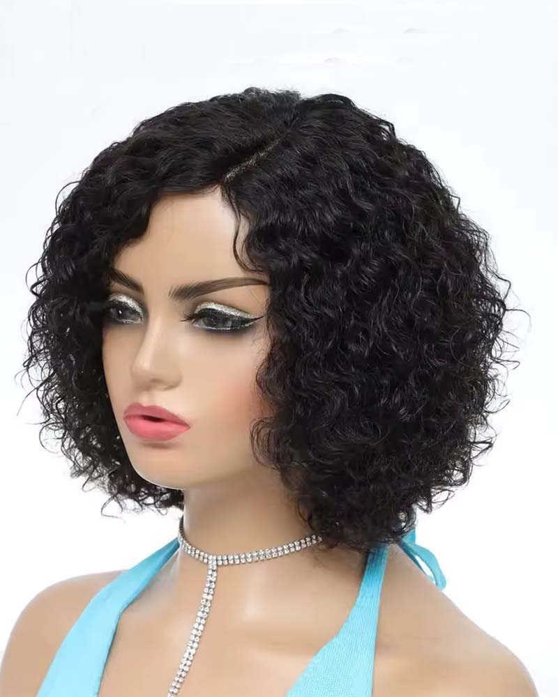 Harriet | Perruque de cheveux humains bouclés en forme de C avec raie sur le côté