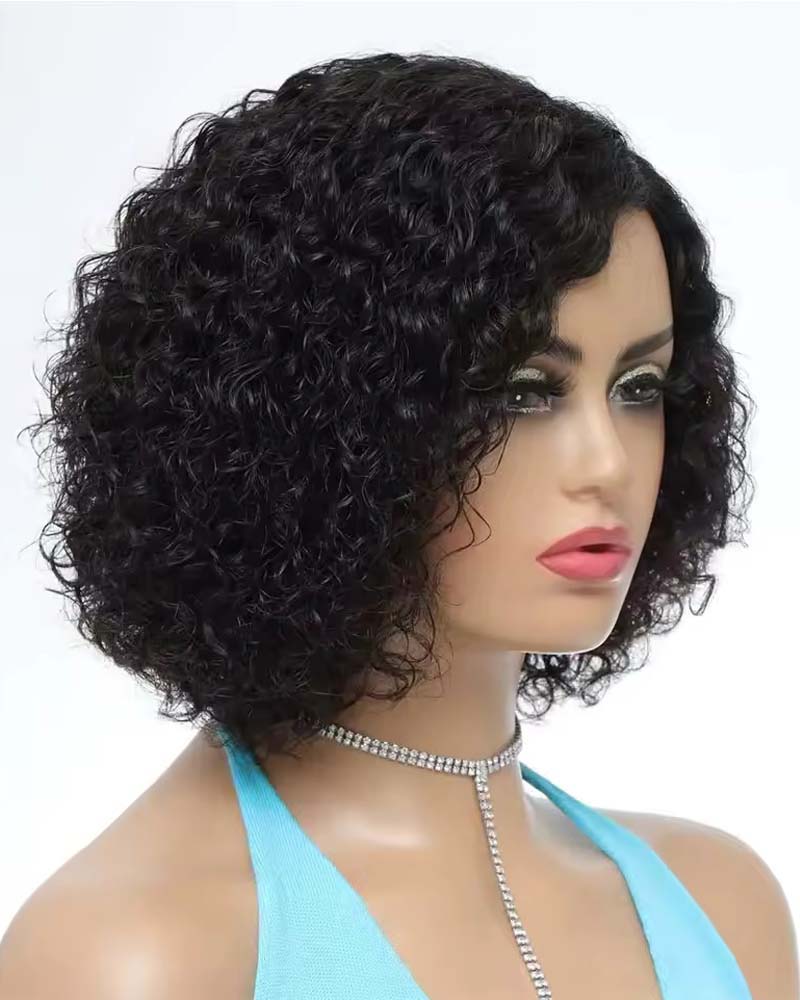 Harriet | Perruque de cheveux humains bouclés en forme de C avec raie sur le côté