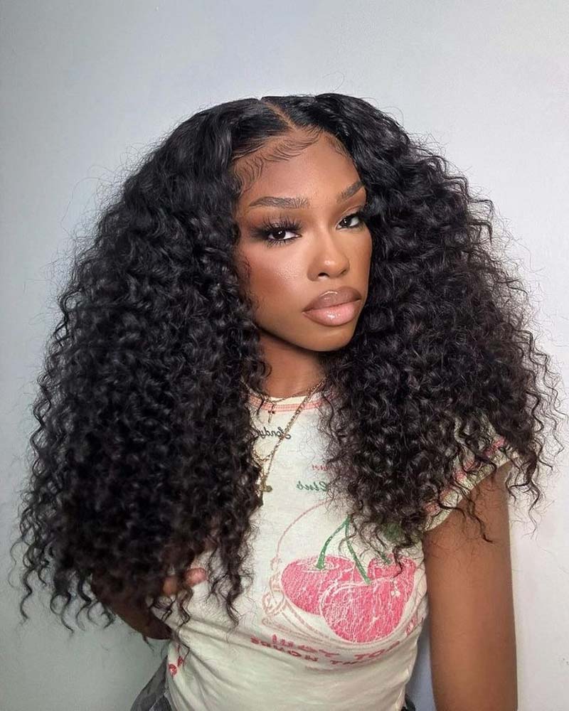 Camille | Peruca transparente com renda frontal e fechamento sem cola Water Wave