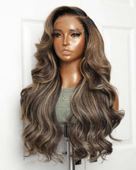Paris | Honey Brown Highlight Human Hair HD Lace Glueless Wig