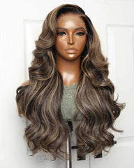 Paris | Honey Brown Highlight Human Hair HD Lace Glueless Wig