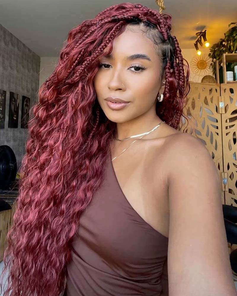 THICK BUNDLES Human Hair Deep Wave #99J Boho Braids Weftless Bundle Human Braiding Hair