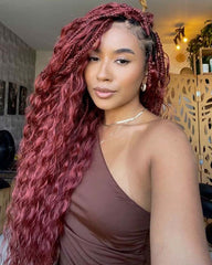 THICK BUNDLES Human Hair Deep Wave #99J Boho Braids Weftless Bundle Human Braiding Hair