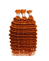 THICK BUNDLES Human Hair Deep Wave Ginger Copper Boho Braids Weftless Bundle Human Braiding Hair