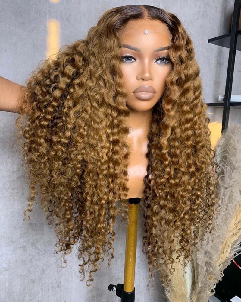 Perruque Brandy | Deep Wave caramel chaud en dentelle HD sans colle