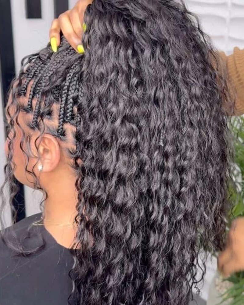 Mèches épaisses de cheveux humains ondulés profonds, tresses bohèmes sans trame