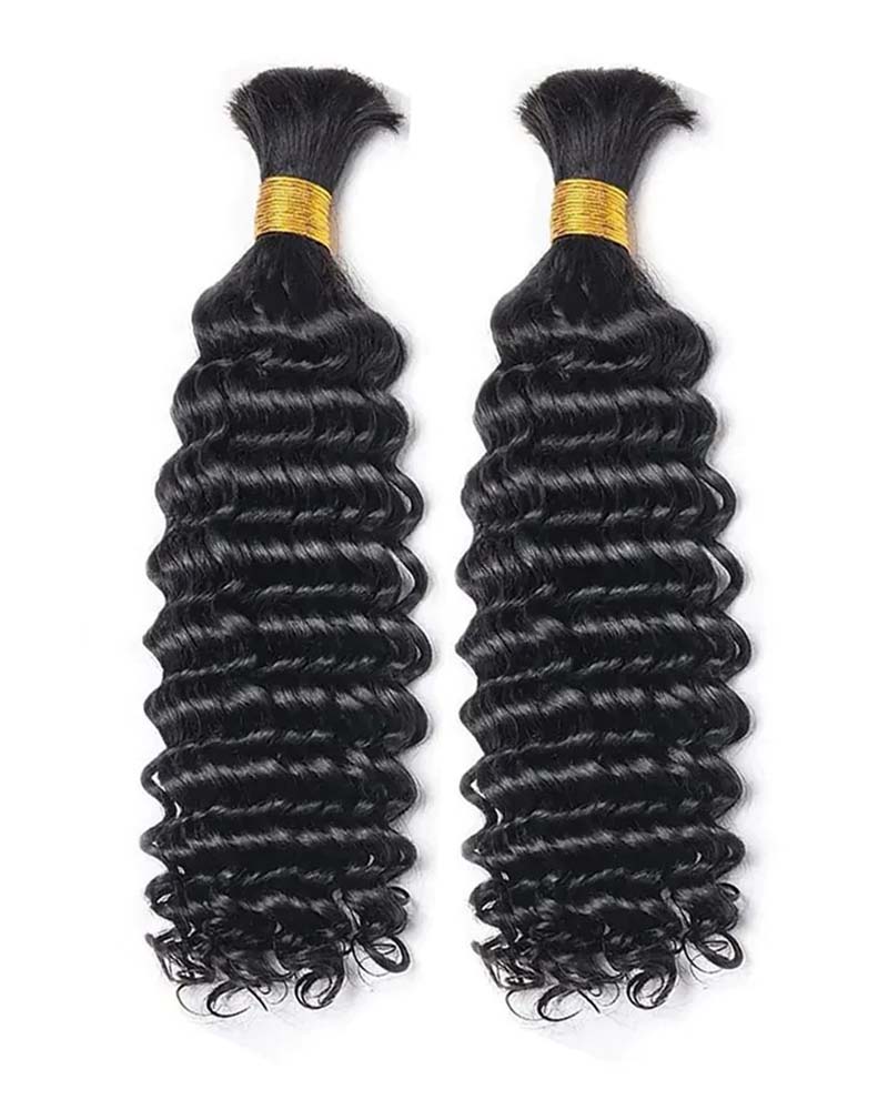Mèches épaisses de cheveux humains ondulés profonds, tresses bohèmes sans trame