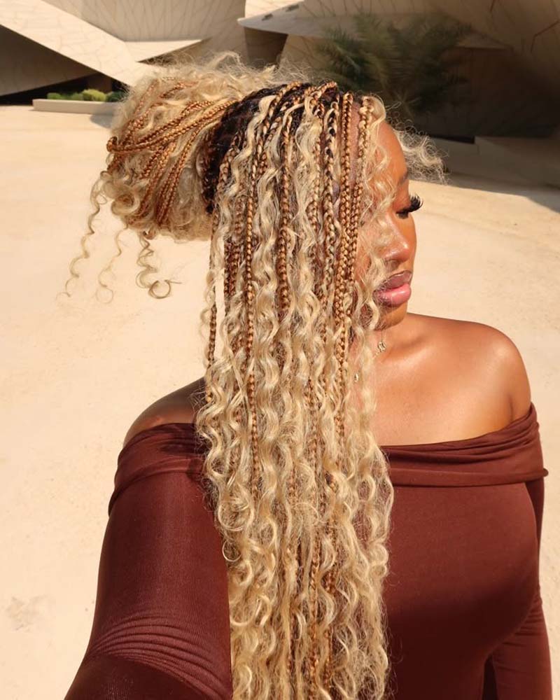 Mèches épaisses de cheveux humains Deep Wave #613 blonds, tresses bohèmes sans trame