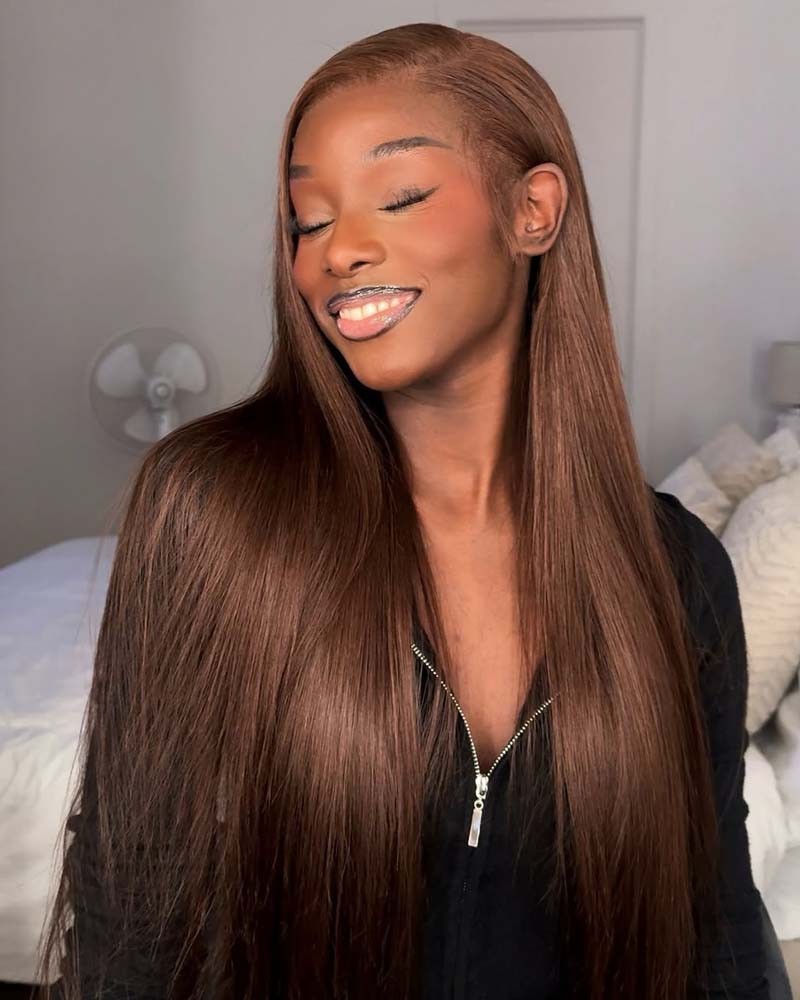 Cynthia | Chestnut Brown HD Lace Frontal & Closure Human Hair Glueless Wig