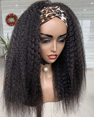 Myra | Peruca de cabelo humano encaracolado e liso com faixa na cabeça