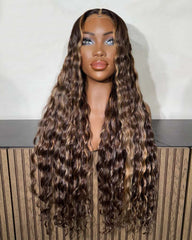 Brittany | Honey Brown Highlight Loose Deep Wave Glueless Wig