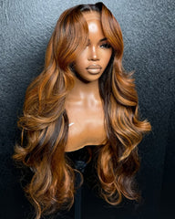 Gemma | Dark Brown with Ginger Highlight Human Hair Glueless Wig