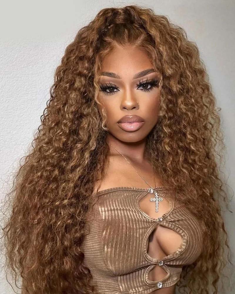 Charlotte | Peruca de renda cacheada com mechas loiras e mel