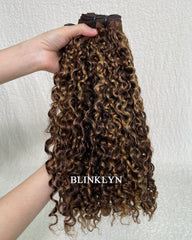 Honey Blonde Highlight Burmese Curly SDD Bundle Human Hair Extensions