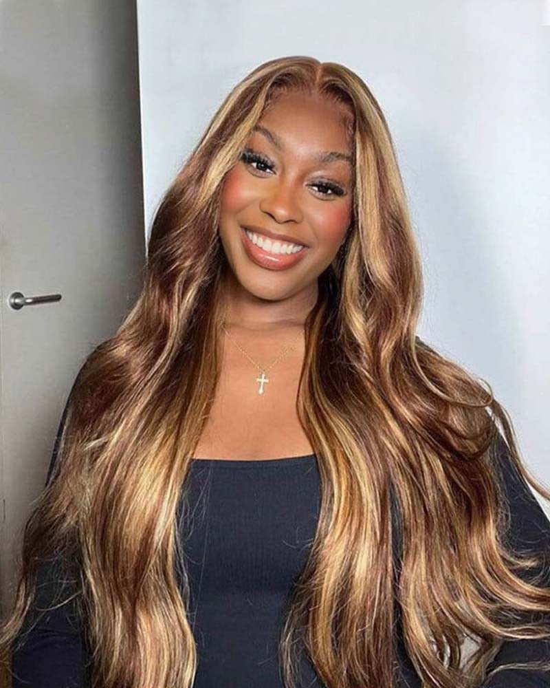 Jennifer | Highlight Honey Blonde HD Lace Frontal & Closure Human Hair Glueless Wig