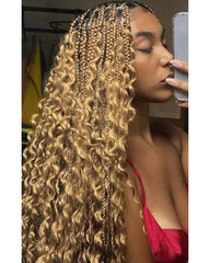 Mèches épaisses de cheveux humains ondulés blond miel, tresses bohèmes sans trame