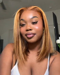 Bianka | Highlight/ Burgundy/ Brown/ Blonde/ Pink 13x4 Transparent Lace Bob Wig