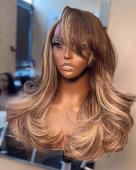 Gaby | Highlight Layers with Side Bangs Human Hair HD Lace Glueless Wig