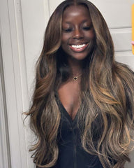 Paris | Honey Brown Highlight Human Hair HD Lace Glueless Wig