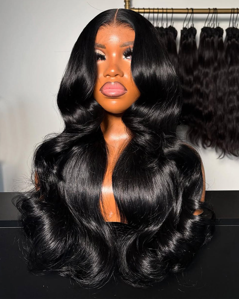 Faye | Body Wavy Jet Black HD Lace Closure Frontal Glueless Wig