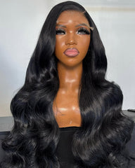 Faye | Body Wavy Jet Black HD Lace Closure Frontal Glueless Wig