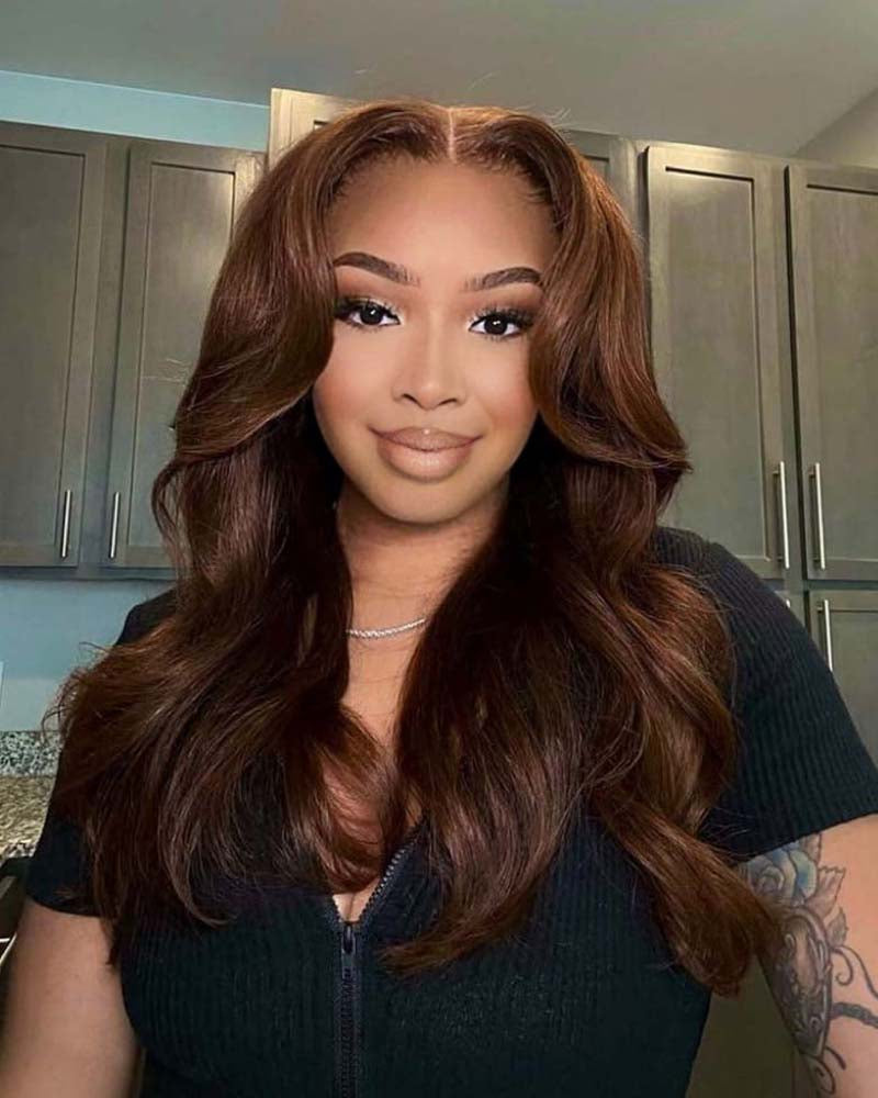 Cynthia | Chestnut Brown HD Lace Frontal & Closure Human Hair Glueless Wig